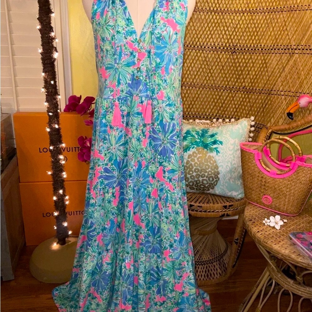 Lilly Pulitzer NWT Malone Maxi Soleil Pink Good Hare Day 🦄 - Picture 4 of 9